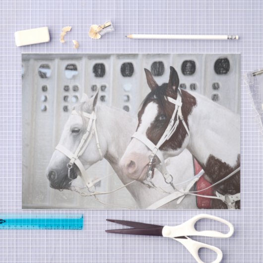 Pferde Land Rustikaler Weißbrauner Western Seidenpapier (Handwerk)