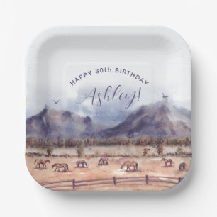 Pferde Landschaft Meilenstein Geburtstag Pappteller
