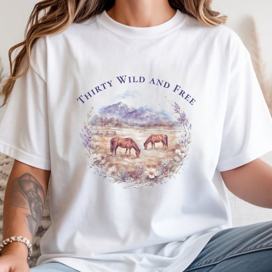 Pferde Landschaft Meilenstein Geburtstag T-Shirt