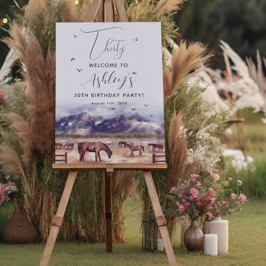 Pferde Landschaft Meilenstein Geburtstagsparty Wil Poster