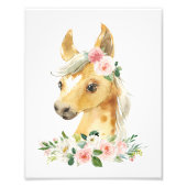 Pferde, Landtiere, rosa Blume, Kinderzimmer für Mä Fotodruck (Vorne)