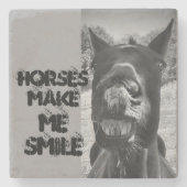Pferde lassen mich Stone Untersetzer lächeln (Vorderseite)