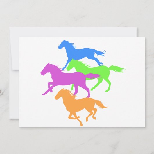 Pferde laufen Farbe - Farbe auswählen Einladung (Rückseite)