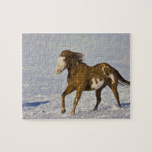 Pferde laufen im Schnee Puzzle (Horizontal)