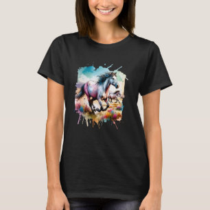 Pferde laufen im westlichen Land Boho Cowgirl T-Shirt