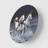 Pferde laufen Kissen Runde Wanduhr (Winkel)