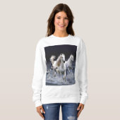 Pferde laufen Kissen Sweatshirt (Vorne ganz)