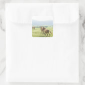 Pferde laufen quadratischer aufkleber (Tasche)