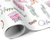 Pferde Mädchen Kinder Baby pink Cowgirl Geschenkpapier (Rolleneckpunkt)