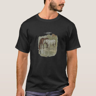Pferde Malen Hengste Trinken Wasser Am Ri T-Shirt