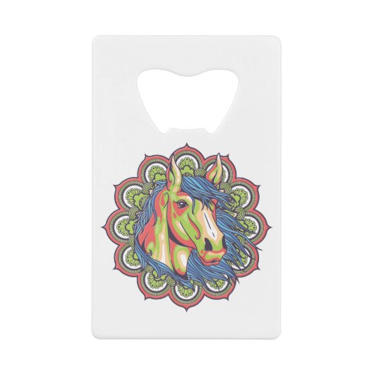Pferde-Mandala Geldbeutel Flaschenöffner (Vorderseite)