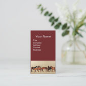 PFERDE/MAREN UND FOHLEN braun Visitenkarte (Stehend Vorderseite)