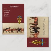 PFERDE/MARS UND FOALS CADUCEUS VETERINÄRSYMBOL VISITENKARTE (Vorne/Hinten)