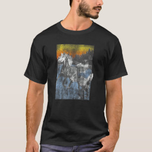 Pferde mit abgenutztem Effekt laufen über den Rive T-Shirt