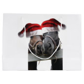 Pferde mit dem Weihnachtsmann Hats Große Geschenktüte (Rückseite)