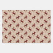 Pferde mit floral Elementen Geschenkpapier Set (Vorderseite 3)