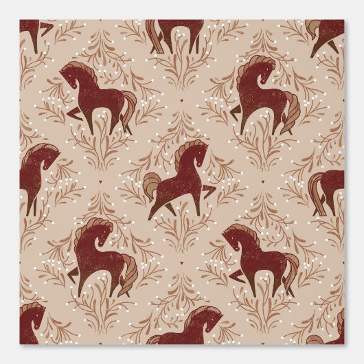 Pferde mit floral Elementen Tapete (Vorderseite)
