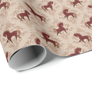 Pferde mit floralen Elementen Geschenkpapier