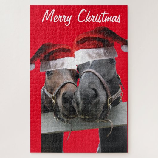 Pferde mit Hasen des Weihnachtsmanns Puzzle (Vertikal)