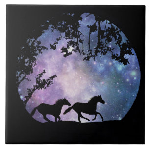 Pferde mit Vollmond Fantasy Art Tile Fliese