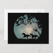 Pferde mit Vollmond Postkarte (Vorne/Hinten)