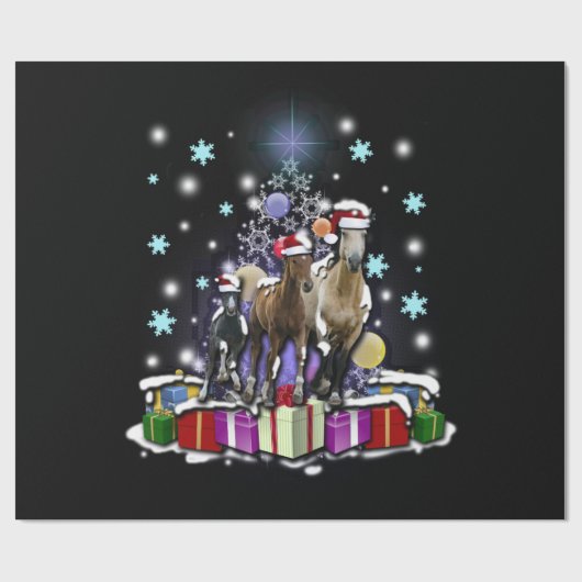 Pferde mit Weihnachtsarten Geschenkpapier (Flach)