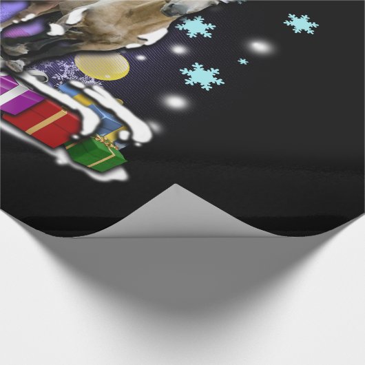 Pferde mit Weihnachtsarten Geschenkpapier (Ecke)