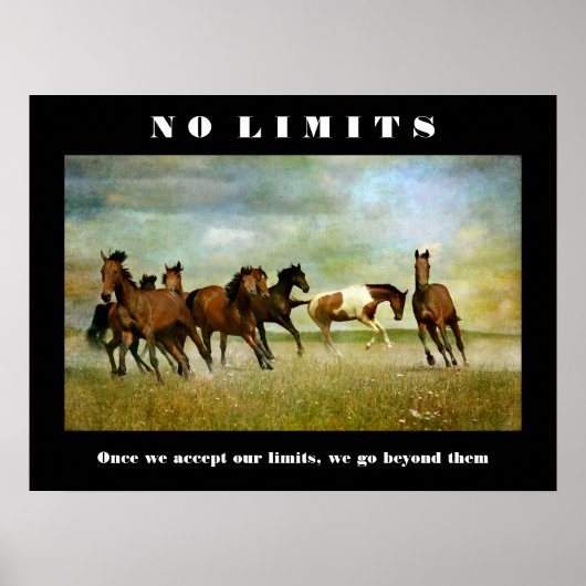 Pferde Motivierend Inspiration No Limits Zitat Poster (Vorne)