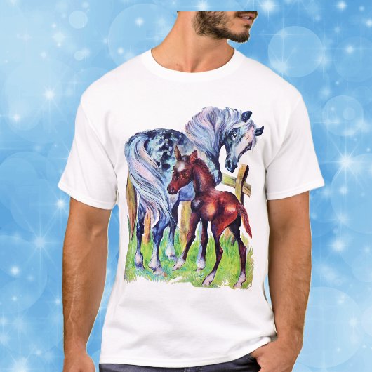 Pferde Mutter Rasenfeld T-Shirt