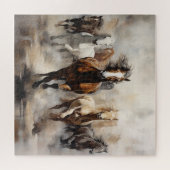 Pferde ohne gezähmte Laufbahn frei Puzzle (Horizontal)