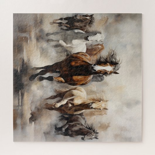 Pferde ohne gezähmte Laufbahn frei Puzzle (Horizontal)