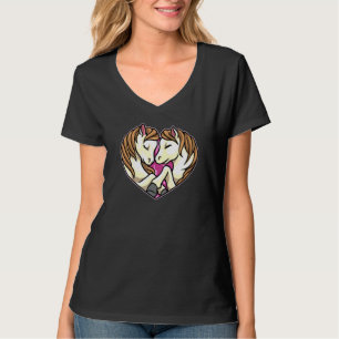 Pferde Paare Herzform Liebe Tiere Pferd T-Shirt