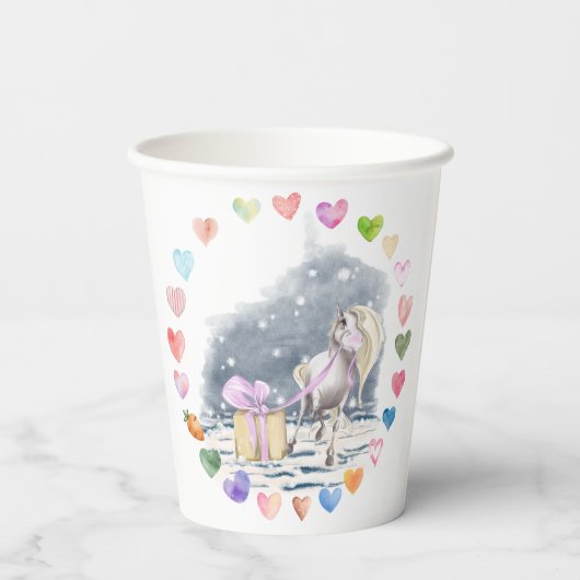 Pferde Pappbecher für Kindergeburtstag (Rückseite)