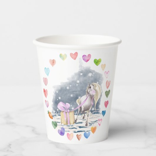 Pferde Pappbecher für Kindergeburtstag (Vorderseite)