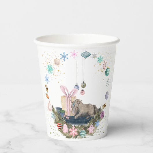 Pferde Pappbecher, Weihnachtstisch dekoration Pappbecher (Rückseite)