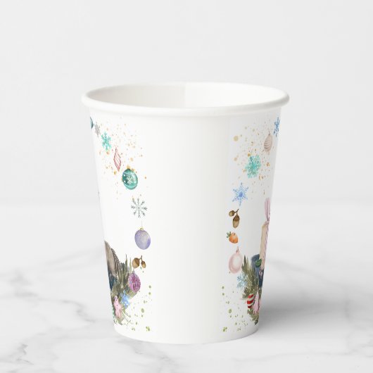 Pferde Pappbecher, Weihnachtstisch dekoration Pappbecher (Links)