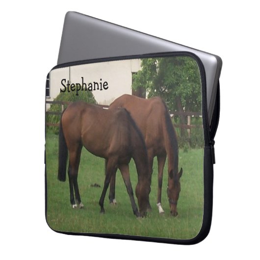 Pferde Personalisiert Laptopschutzhülle (Vorderseite Links)