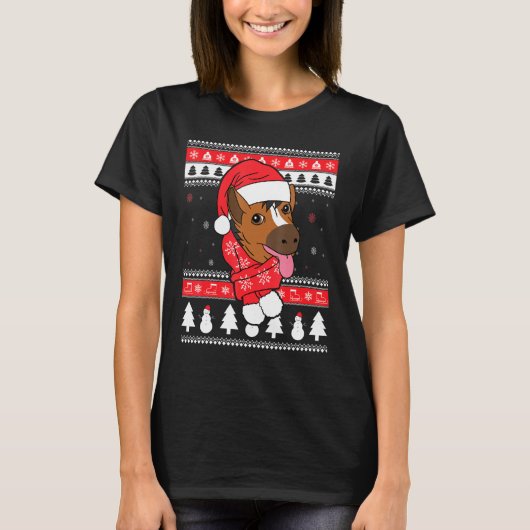 Pferde Pet Ugly Weihnachten T-Shirt (Vorderseite)