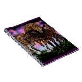 Pferde: Pferde mit Sonnenuntergang Notizblock (Rechte Seite)