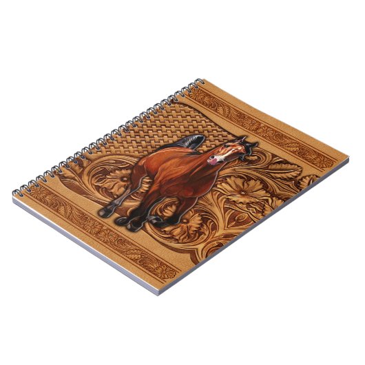 [Pferde]Pferdeleder mit Bosse Notizblock (Linke Seite)