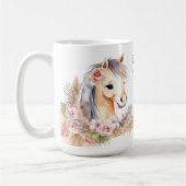 Pferde pony Geschenke beige niedliche Pferde Blume Kaffeetasse (Links)