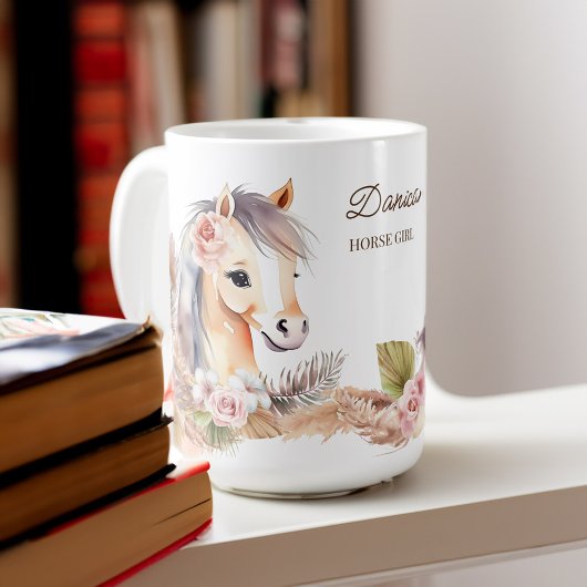 Pferde pony Geschenke beige niedliche Pferde Blume Kaffeetasse