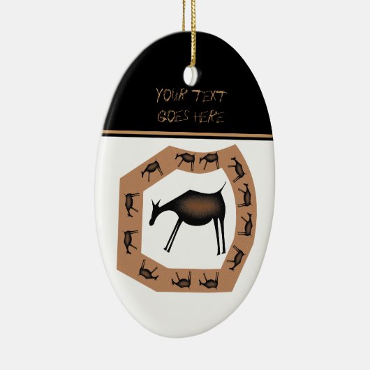 Pferde Primitive Höhlenkunst Keramik Ornament (Rechts)