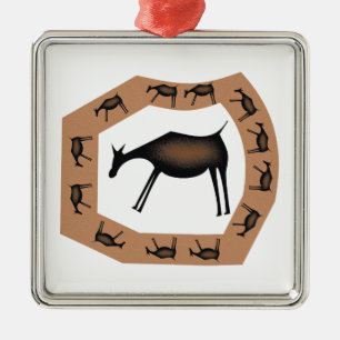 Pferde Primitive Höhlenkunst Ornament Aus Metall