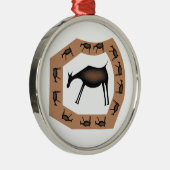 Pferde Primitive Höhlenkunst Ornament Aus Metall (Rechts)