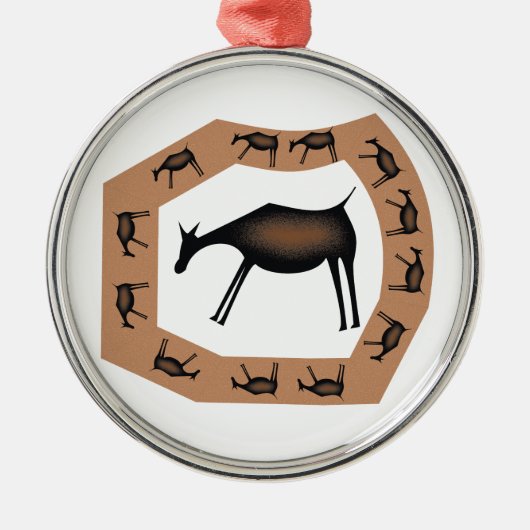 Pferde Primitive Höhlenkunst Ornament Aus Metall (Vorne)