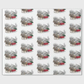 Pferde Pullover Wagen Weihnachtswrapper Geschenkpapier (Flach)