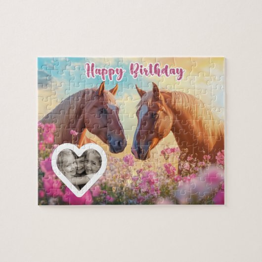 Pferde Puzzle Geburtstag Geschenk Pferdemädchen (Horizontal)