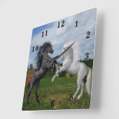 Pferde Quadratische Wanduhr (Winkel)