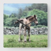 PFERDE QUADRATISCHE WANDUHR (Vorderseite)